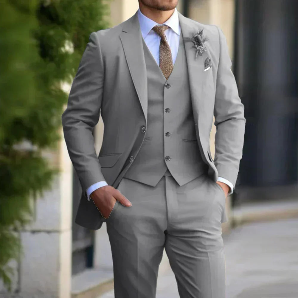 Structured Tapered Suit with Buttons and Lapels