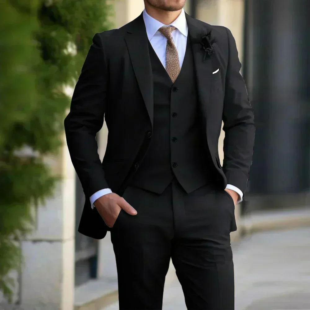 Structured Tapered Suit with Buttons and Lapels