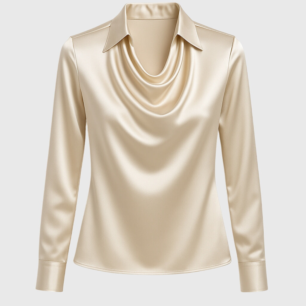 Women's Blouse with a Draped Collar