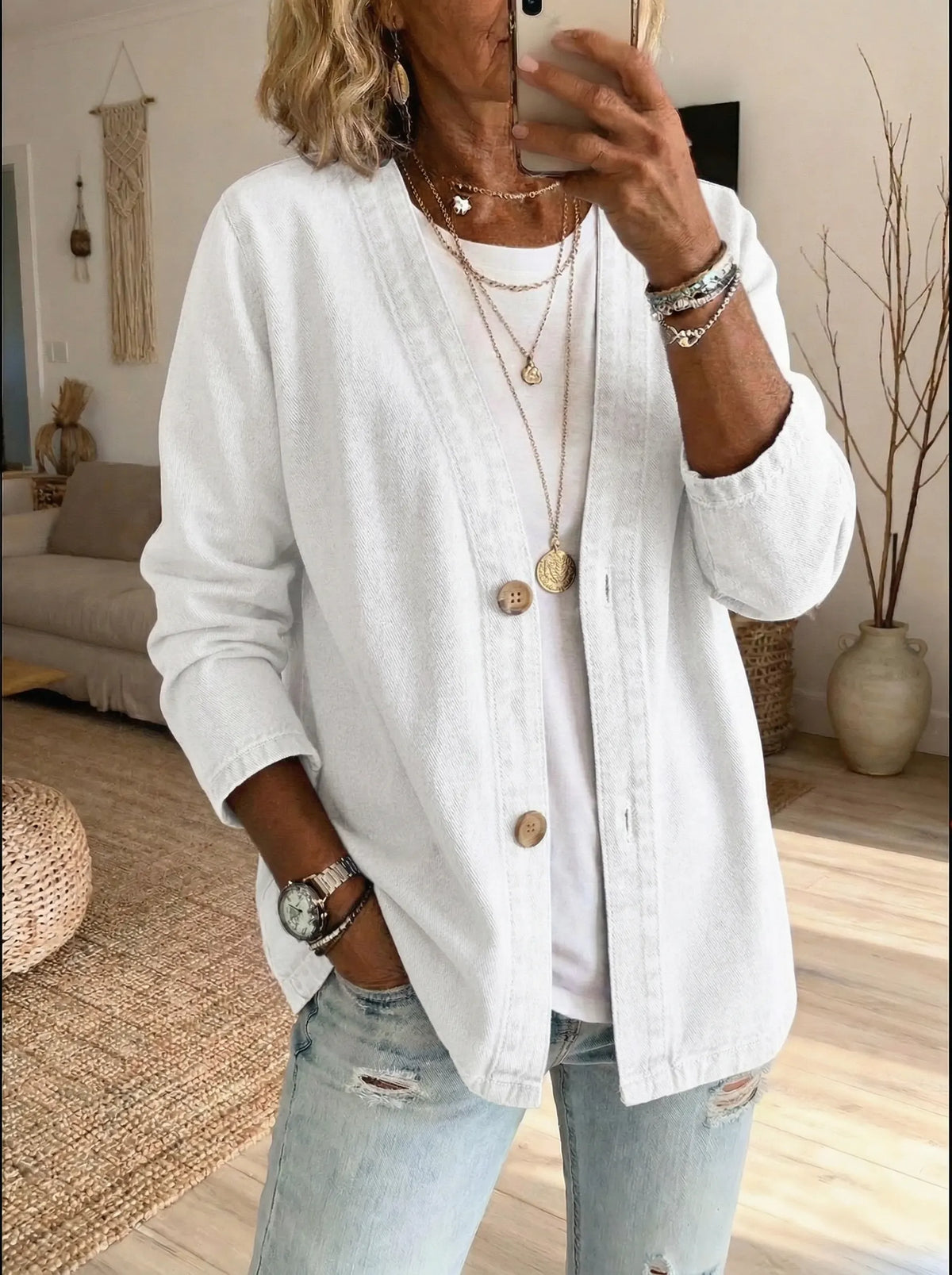 Textured cardigan with buttons and dropped sleeves