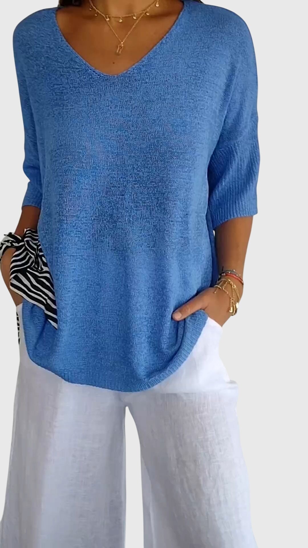 Oversized Three-Quarter-Sleeve Blouse