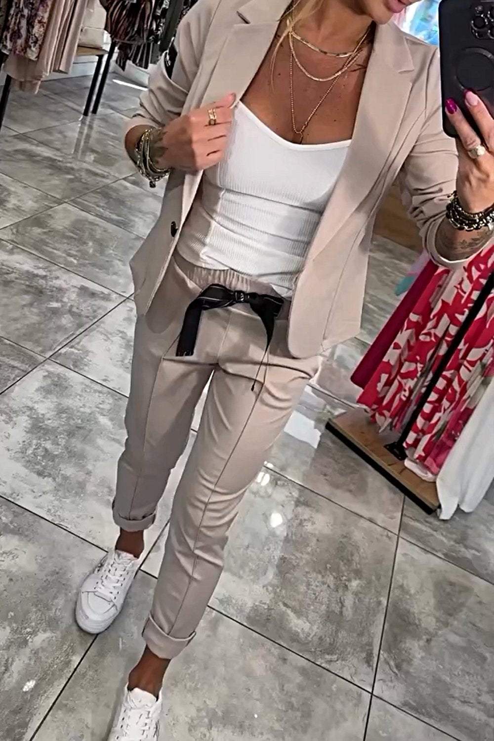 Long-Sleeve One-Button Set