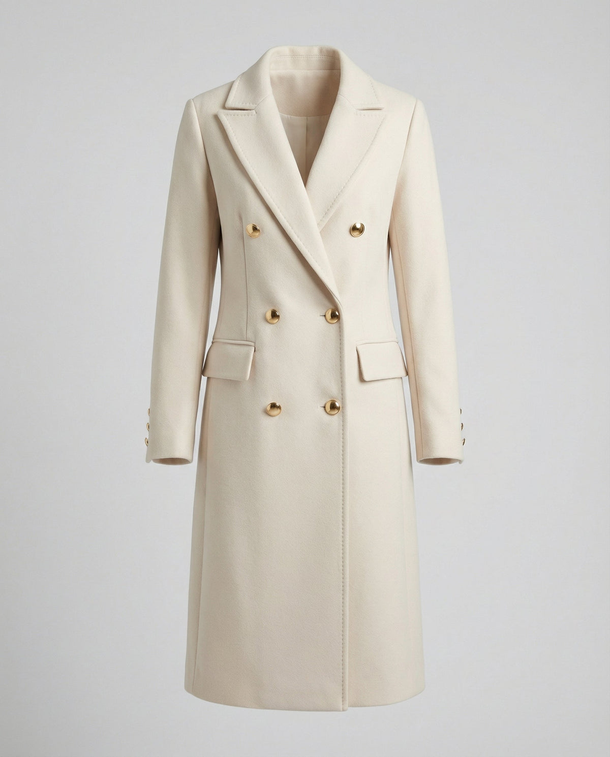 Long collared button-front coat