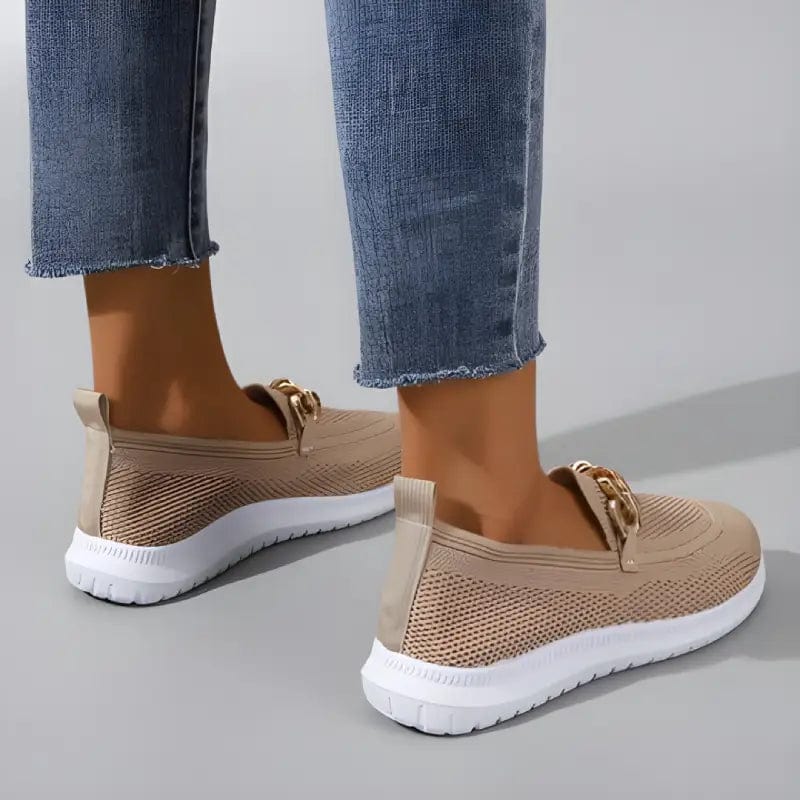 Slip-on shoes with a textured toe and chain detail