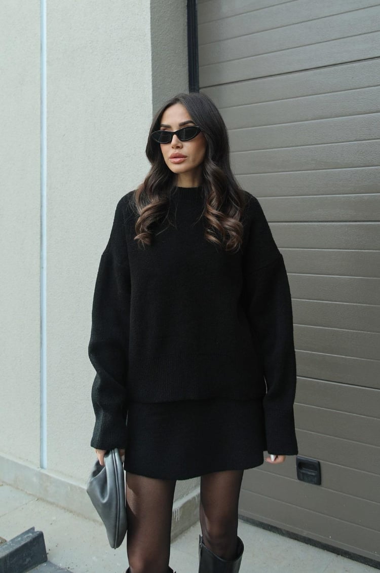 Sweter Oversize i Spódnica Mini Zestaw dla Kobiet