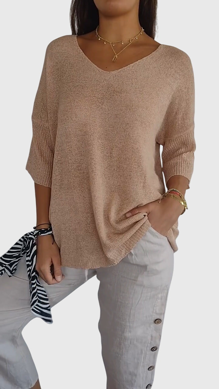 Oversized Three-Quarter-Sleeve Blouse