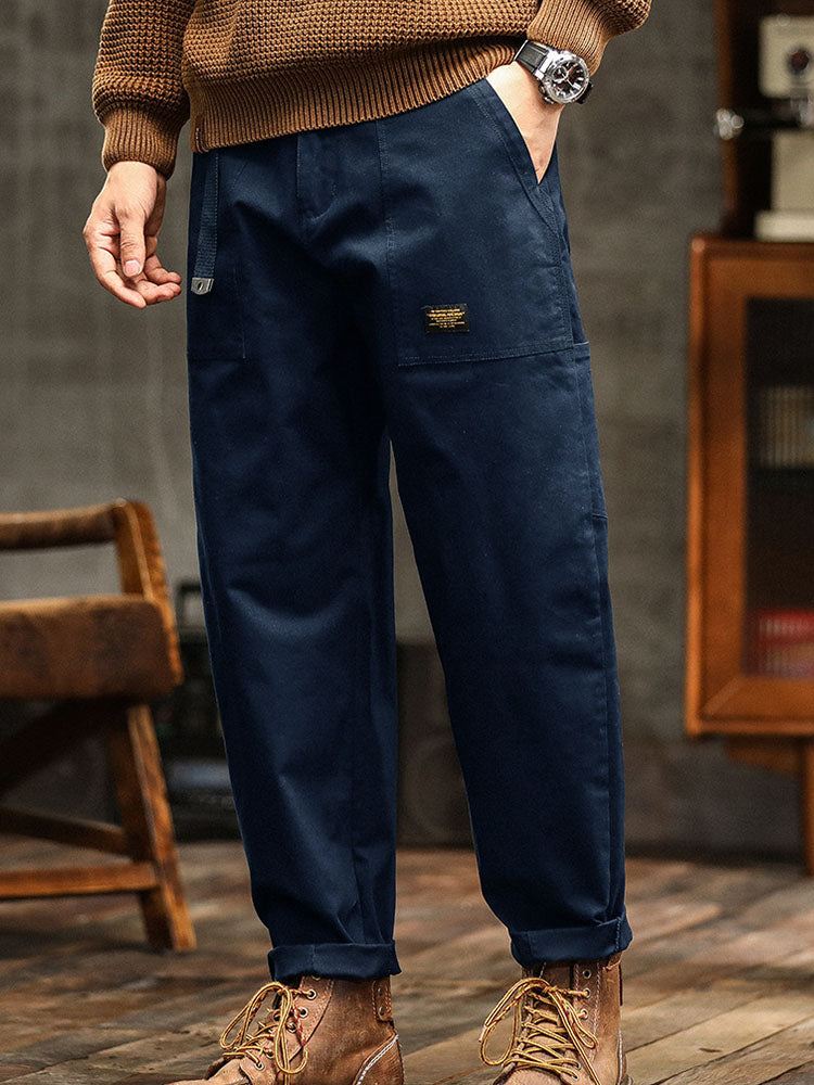 Loose Straight Trousers with Pockets and Seams