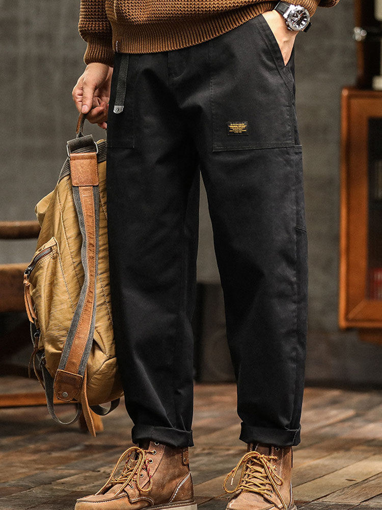 Loose Straight Trousers with Pockets and Seams