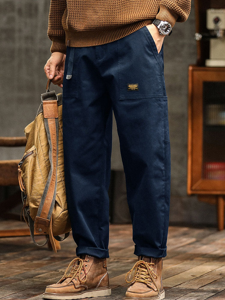 Loose Straight Trousers with Pockets and Seams