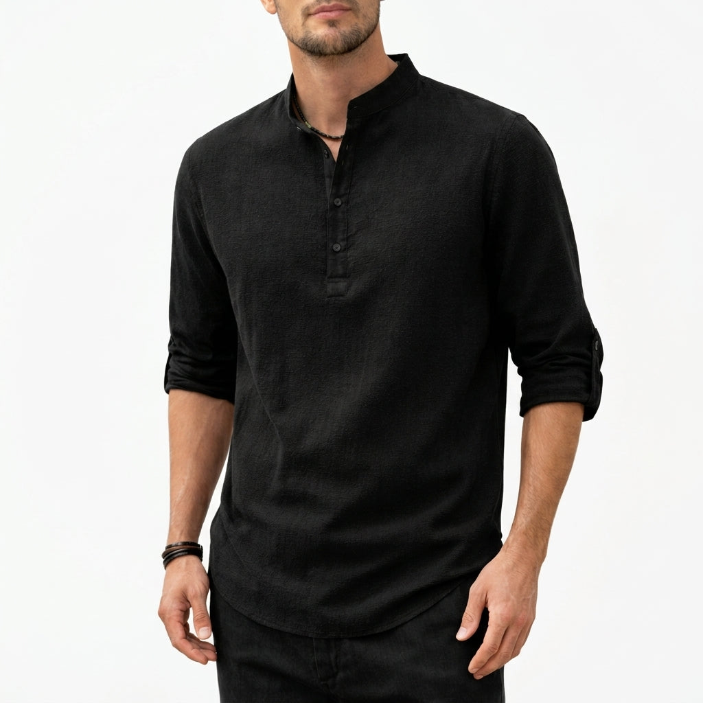 Relaxed Button-Up Shirt with an Arched Hem