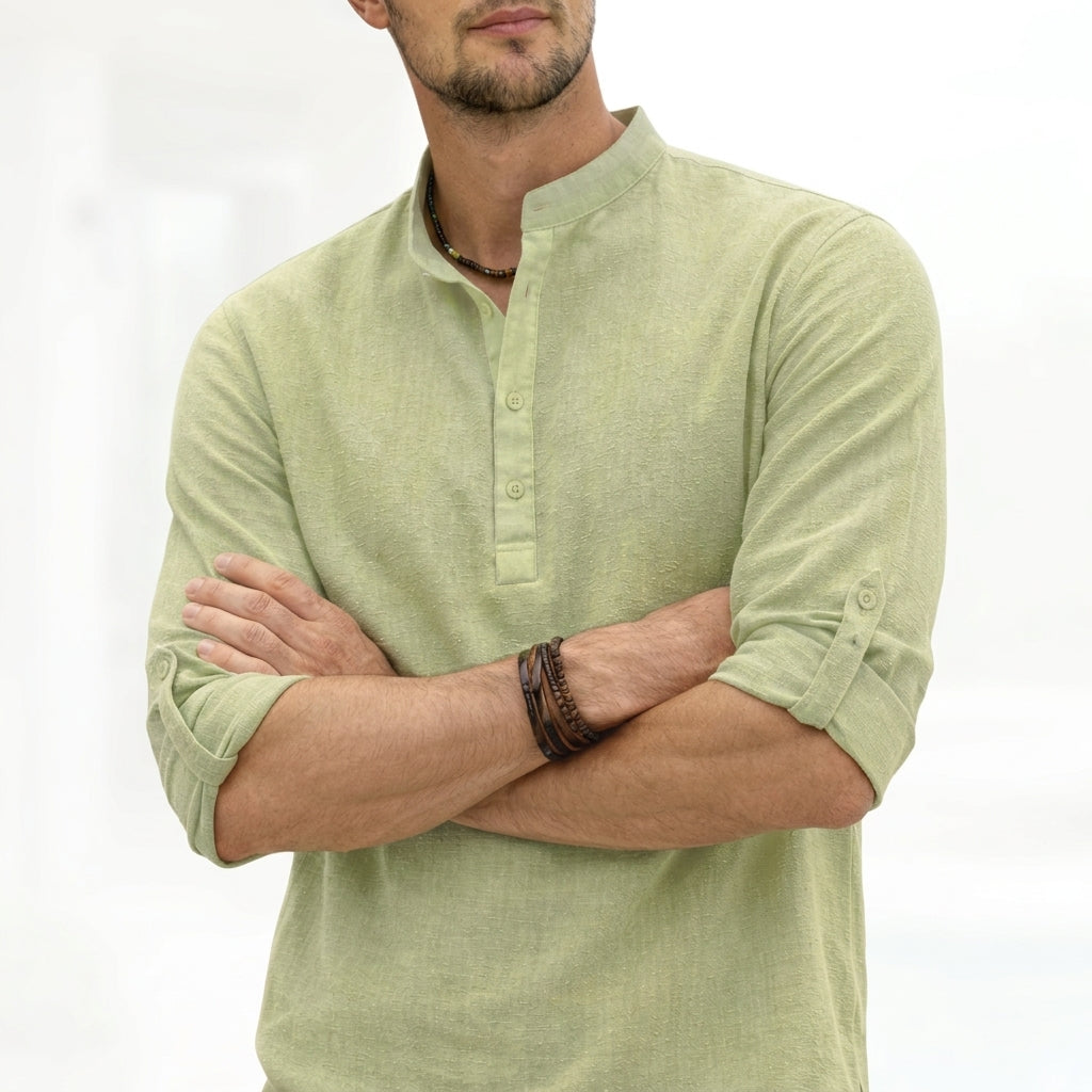 Relaxed Button-Up Shirt with an Arched Hem
