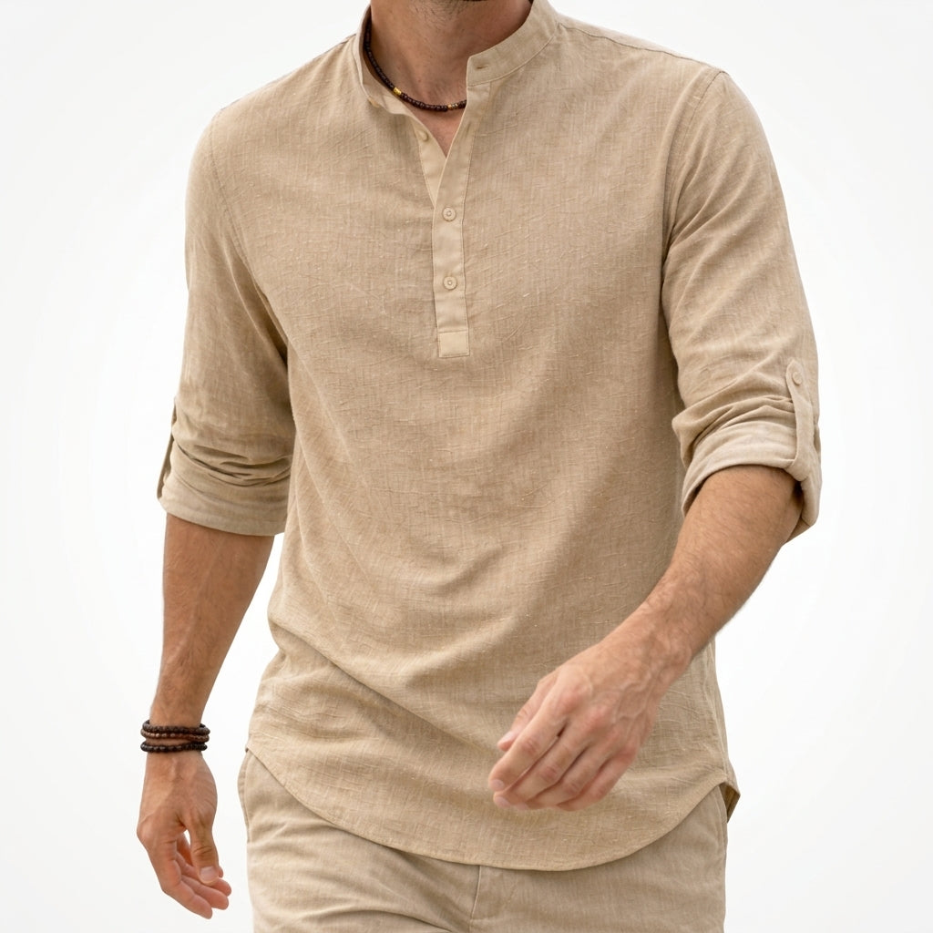 Relaxed Button-Up Shirt with an Arched Hem