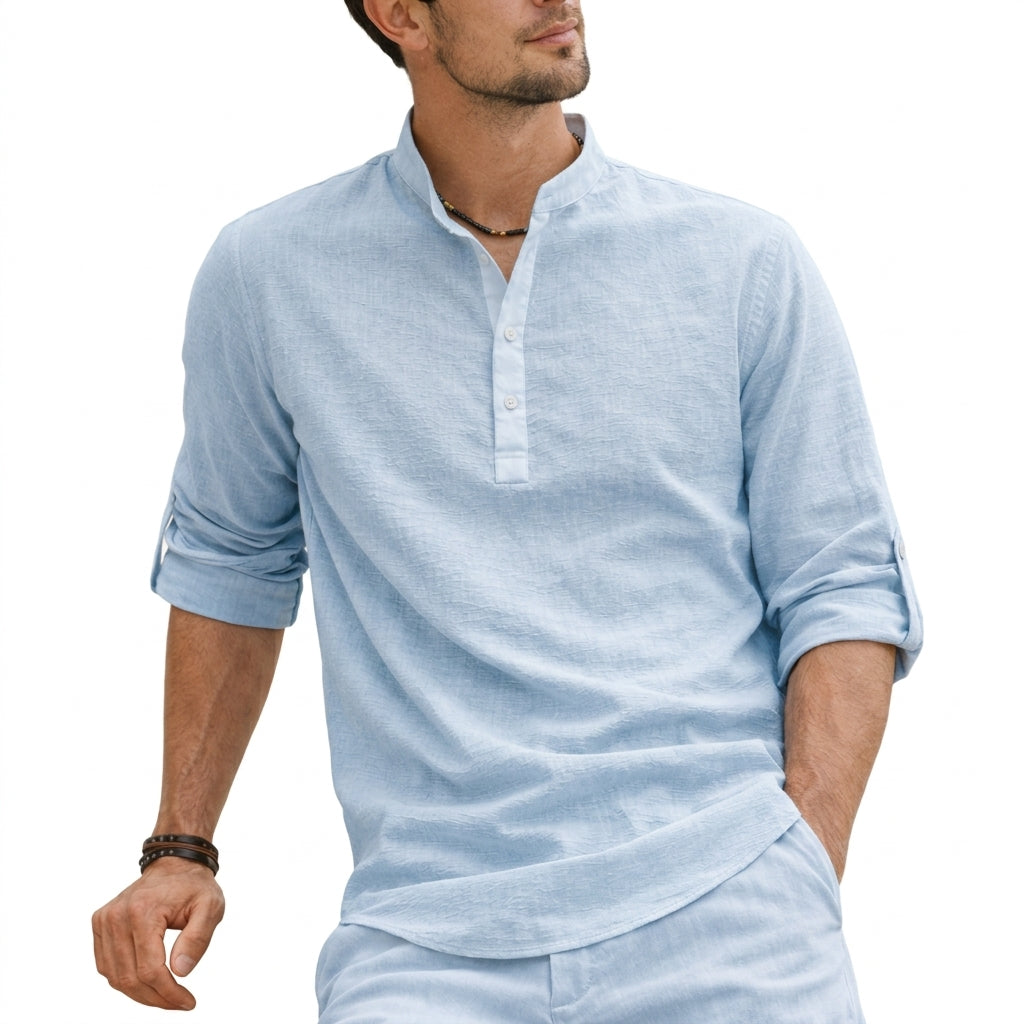 Relaxed Button-Up Shirt with an Arched Hem