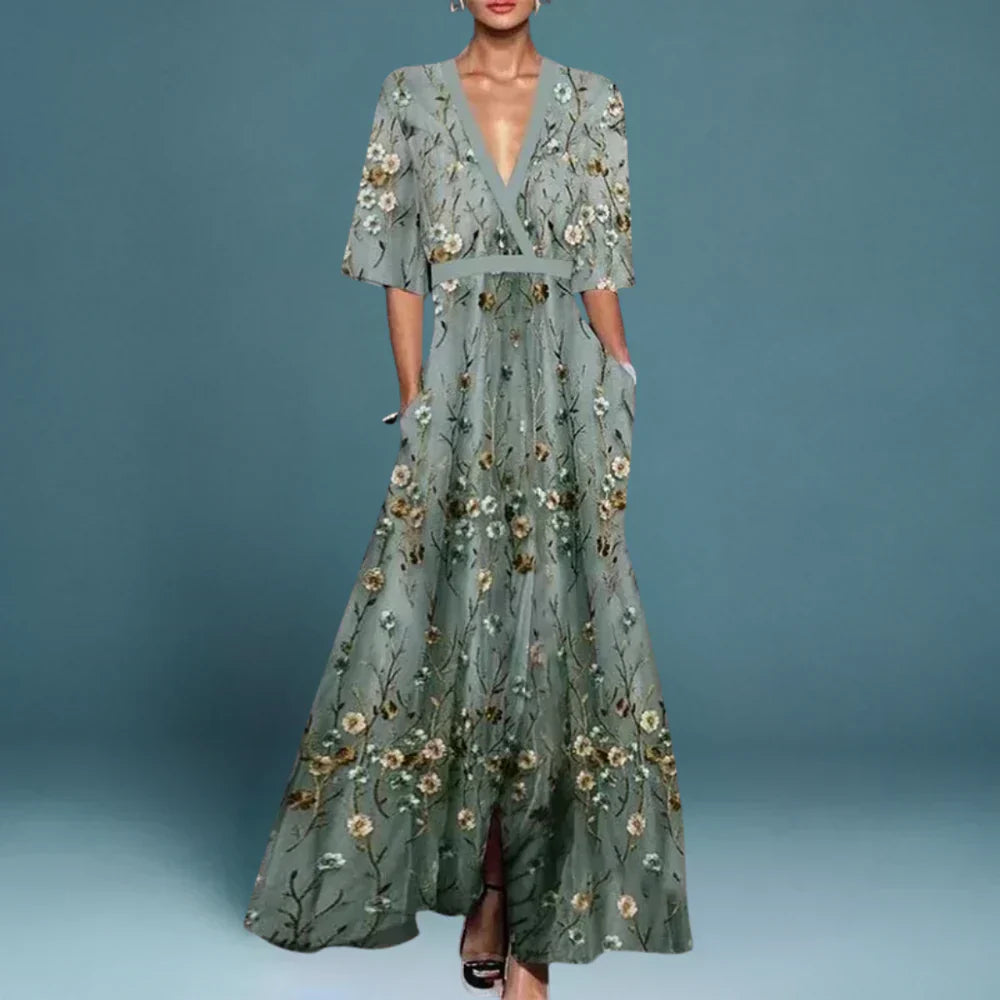 Floral Maxi Dress with a Wrap Waist