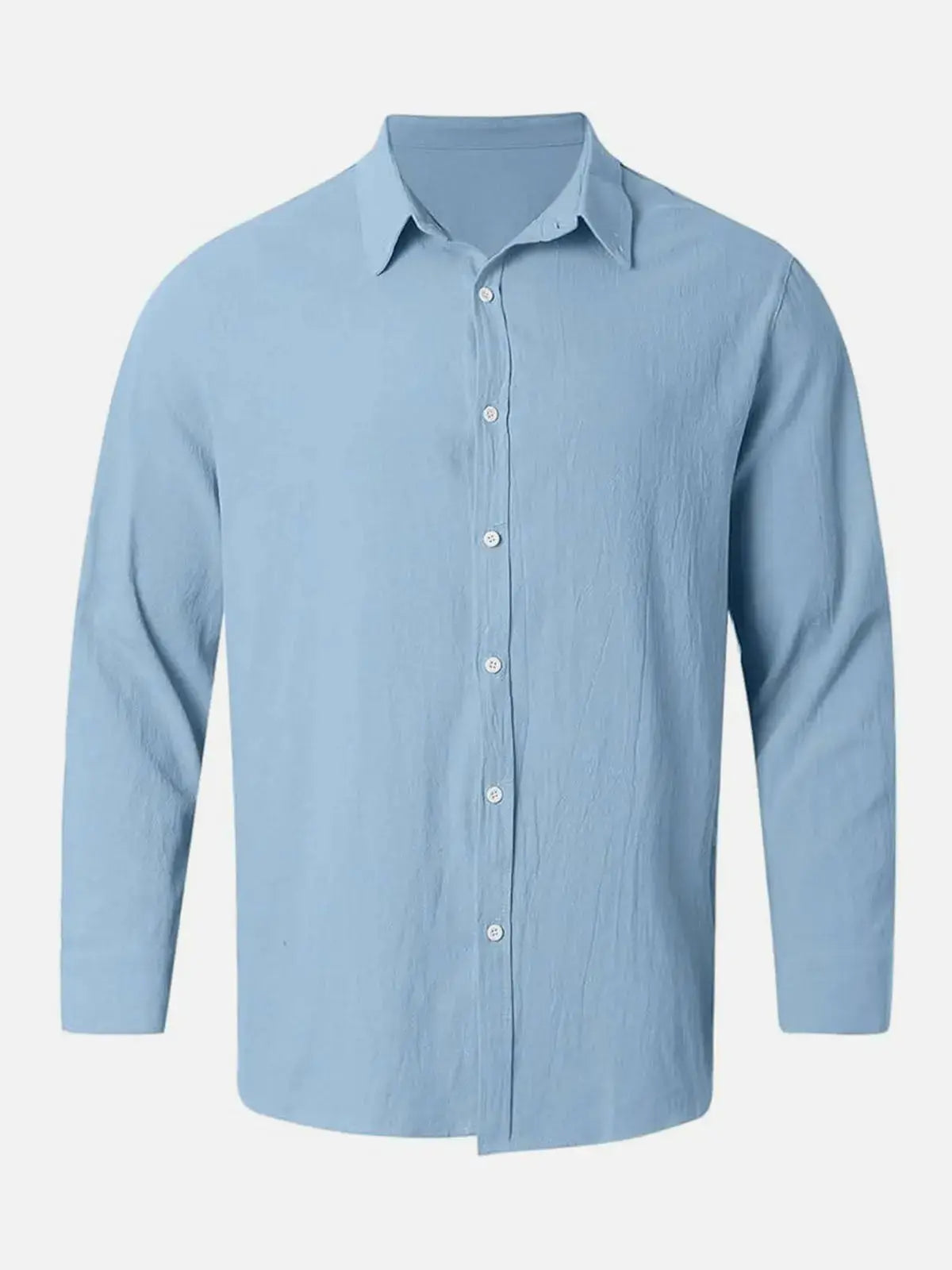 Textured rounded-fit collared shirt with button fastening and cuffs