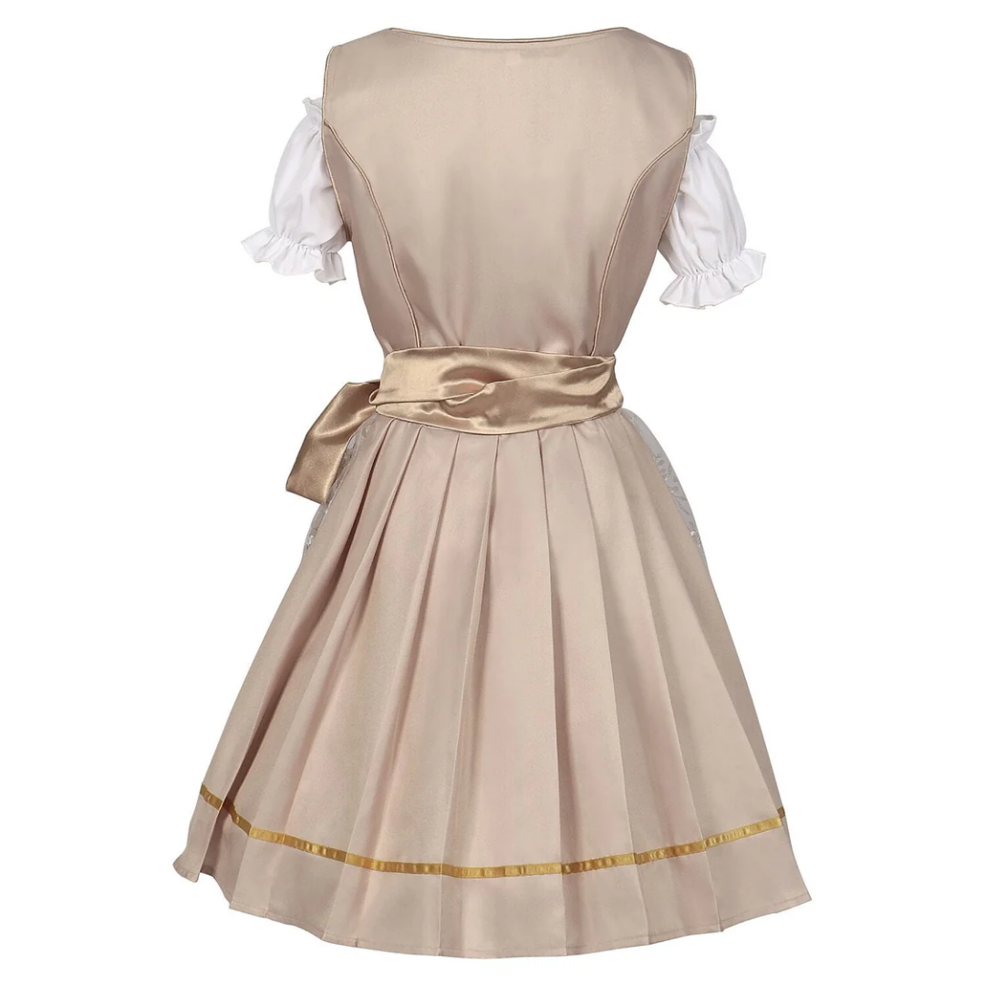 Sukienka Dirndl ze Sznurowaniem i Bufiastym Rękawem