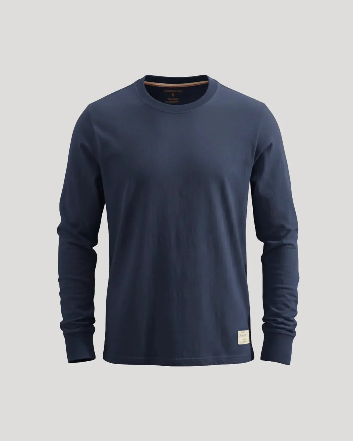 Round-Neck Long-Sleeve Shirt with Cuffs
