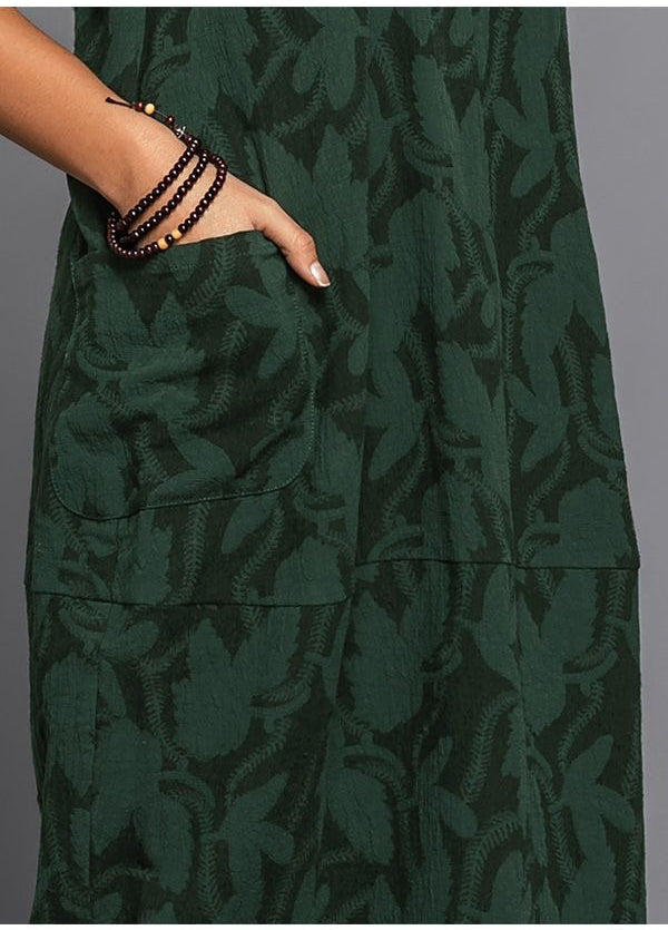 Loose long patterned dress with pockets