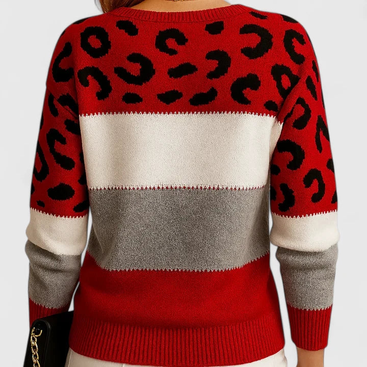 Sweter Damski w Panterkę z Długim Rękawem