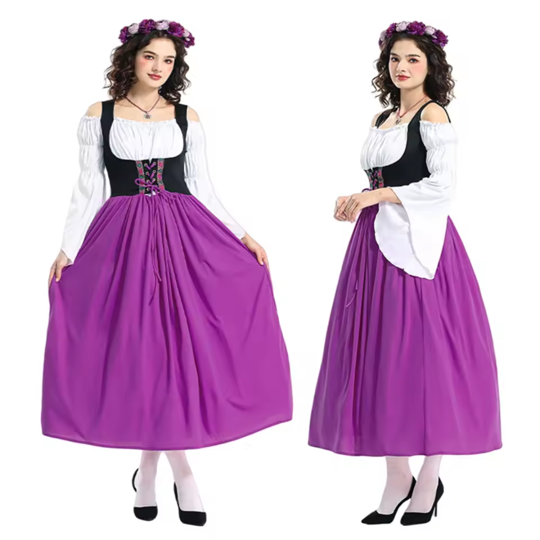 Bawarska Sukienka Dirndl z Odkrytymi Ramionami