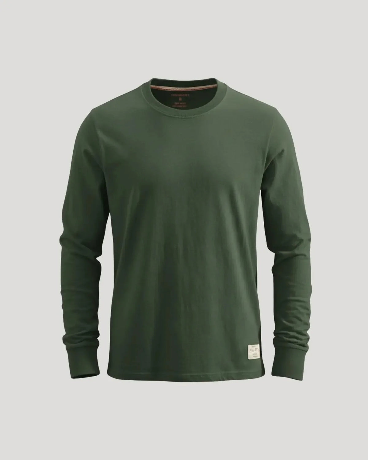 Round-Neck Long-Sleeve Shirt with Cuffs