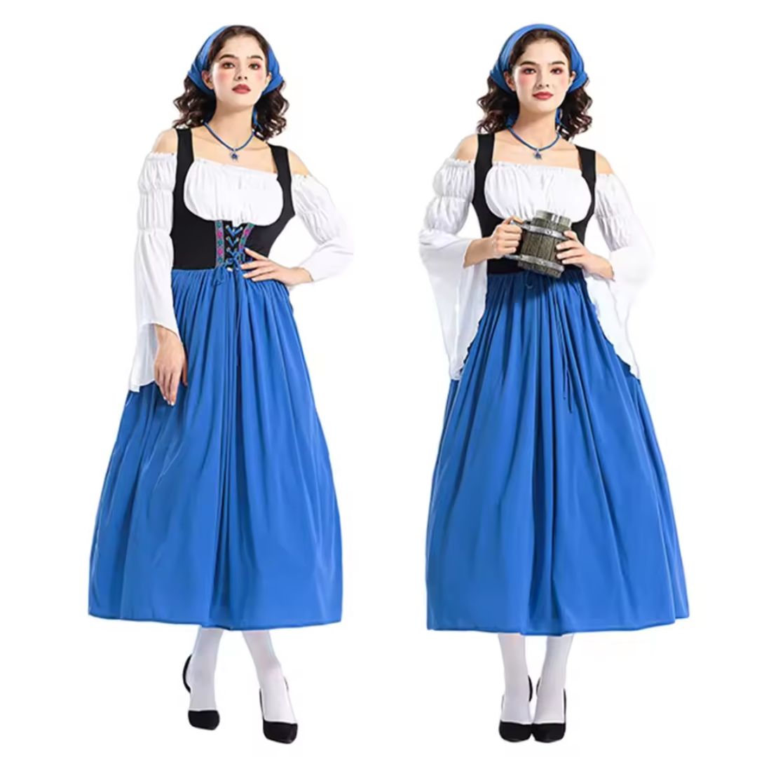 Bawarska Sukienka Dirndl z Odkrytymi Ramionami