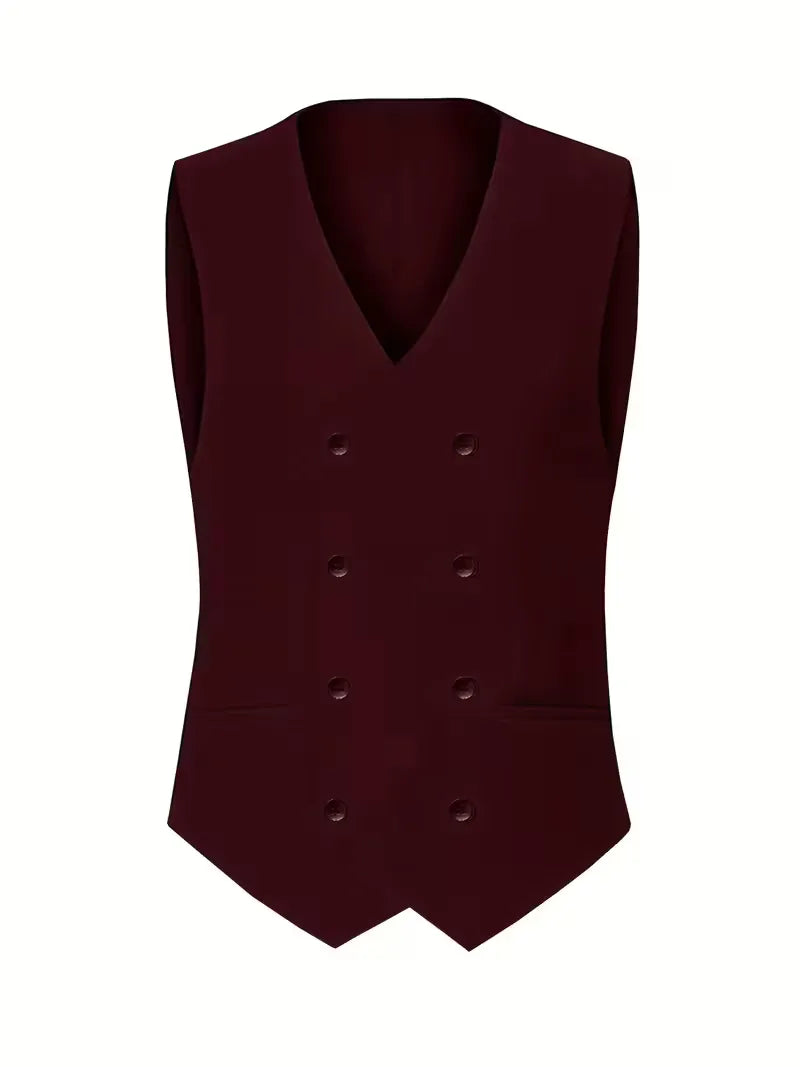 Trzyczęściowy Garnitur Slim Fit z Kamizelką Dwurzędową dla Mężczyzn