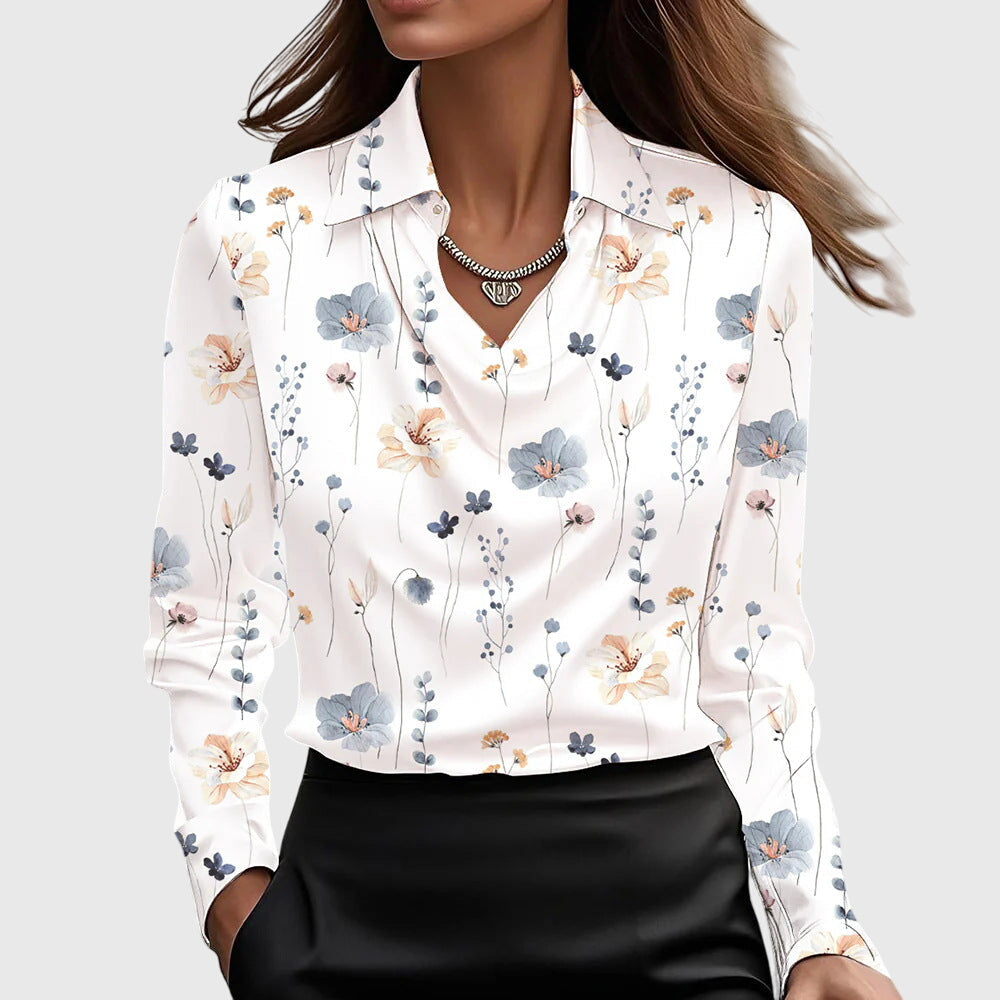 Women's Blouse with a Draped Collar
