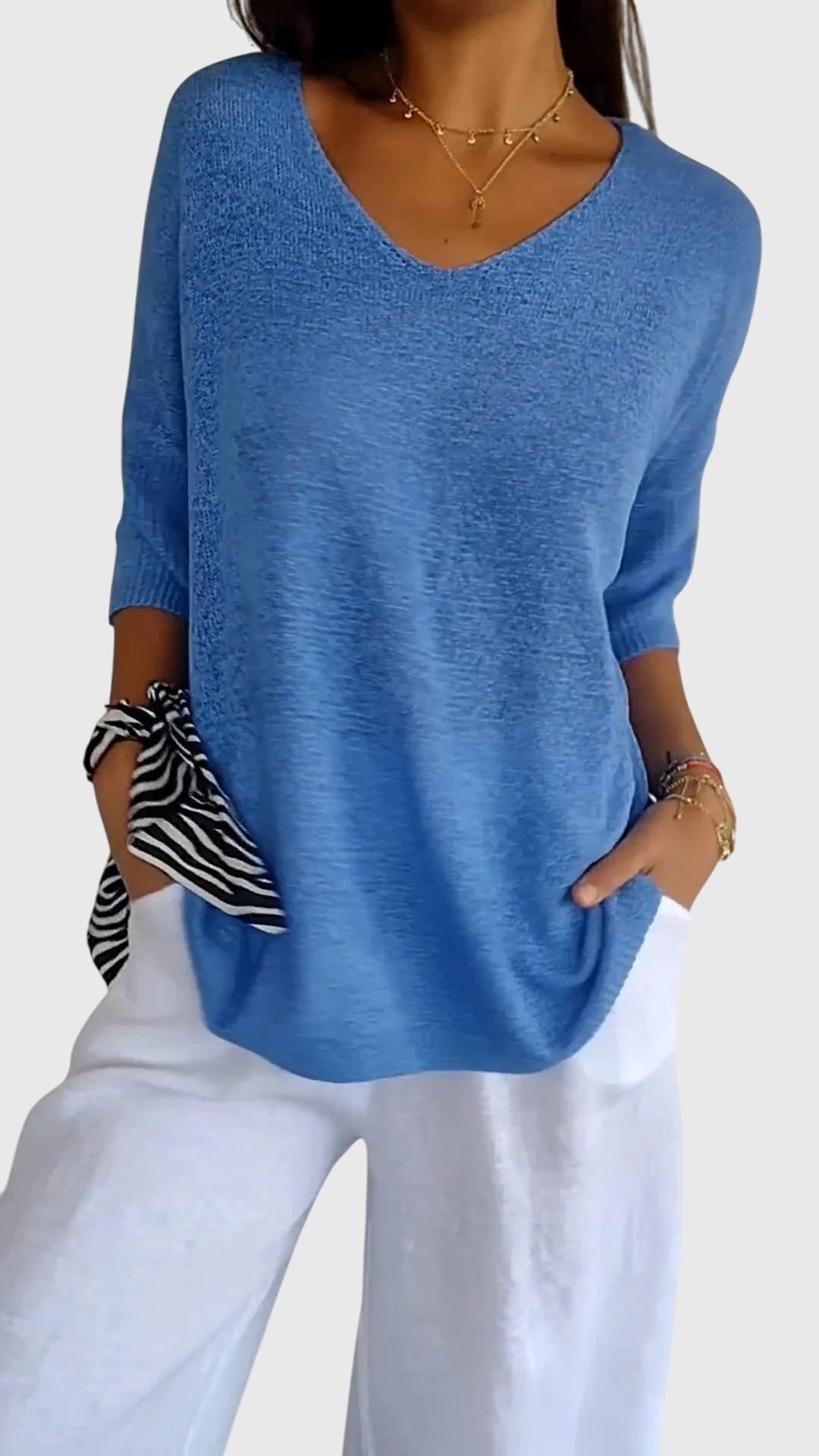 Oversized Three-Quarter-Sleeve Blouse