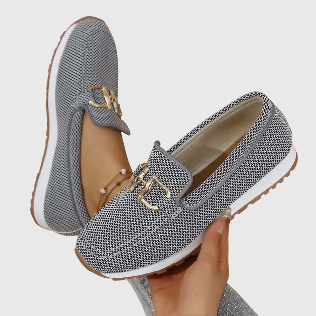 Niskie Obcasy Slip On Teksturowane Mokasyny