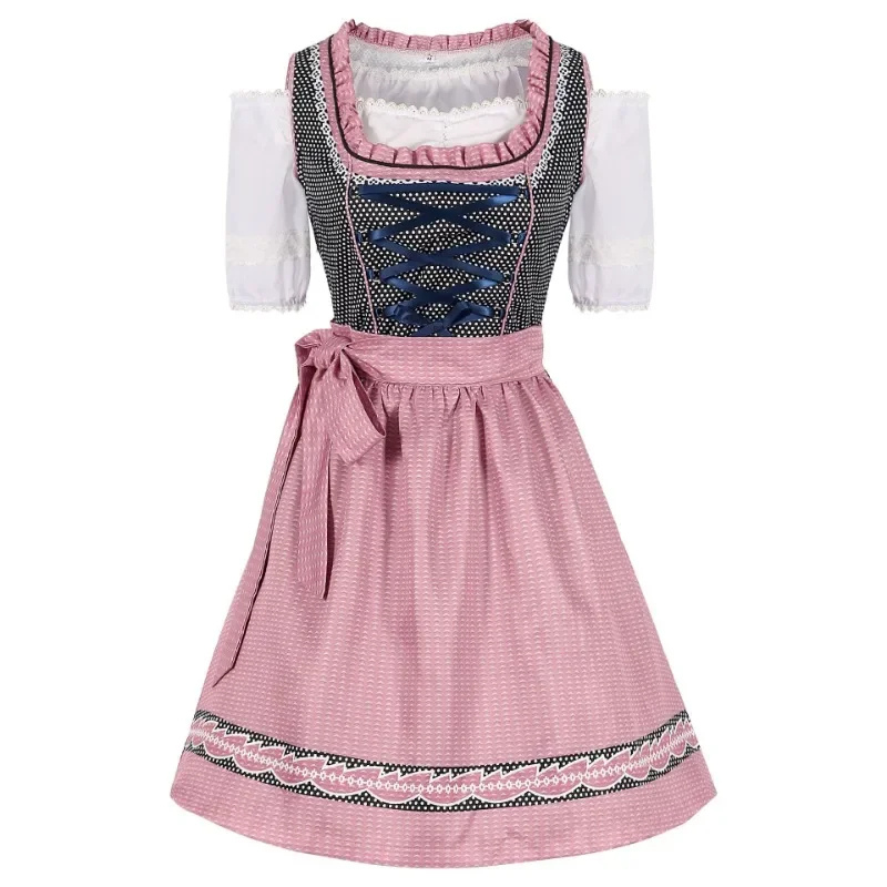 Sukienka Dirndl Oktoberfest z Koronkową Lamówką Midi