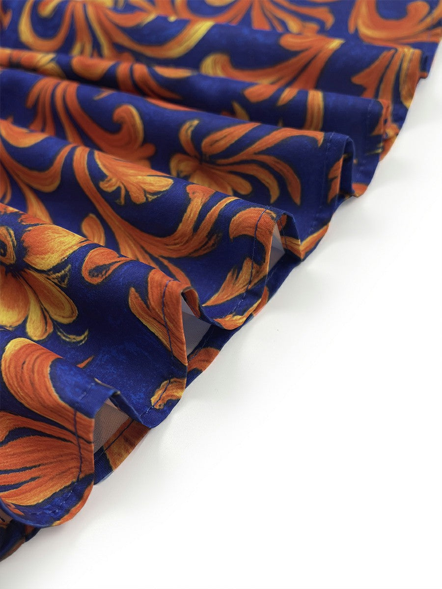 Button-front blouse with a floral pattern