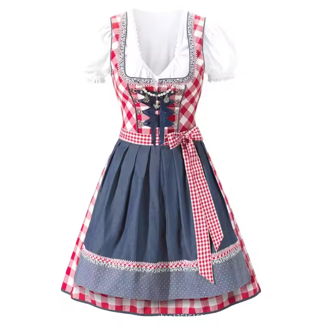 Checked Oktoberfest Dress with a Tie Belt