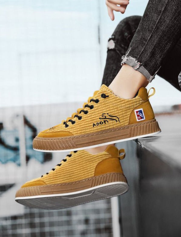 Sznurowane Sneakersy Męskie na Grubej Podeszwie