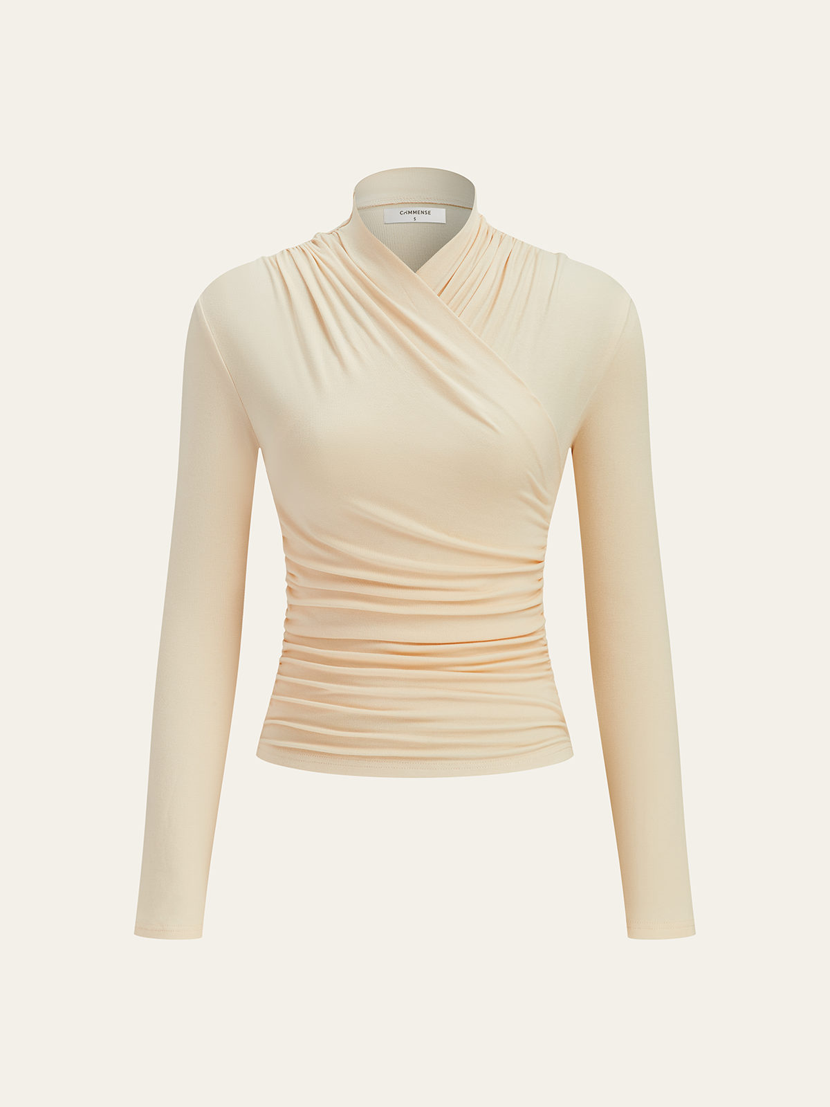 Fitted Long-Sleeve Blouse with Draping