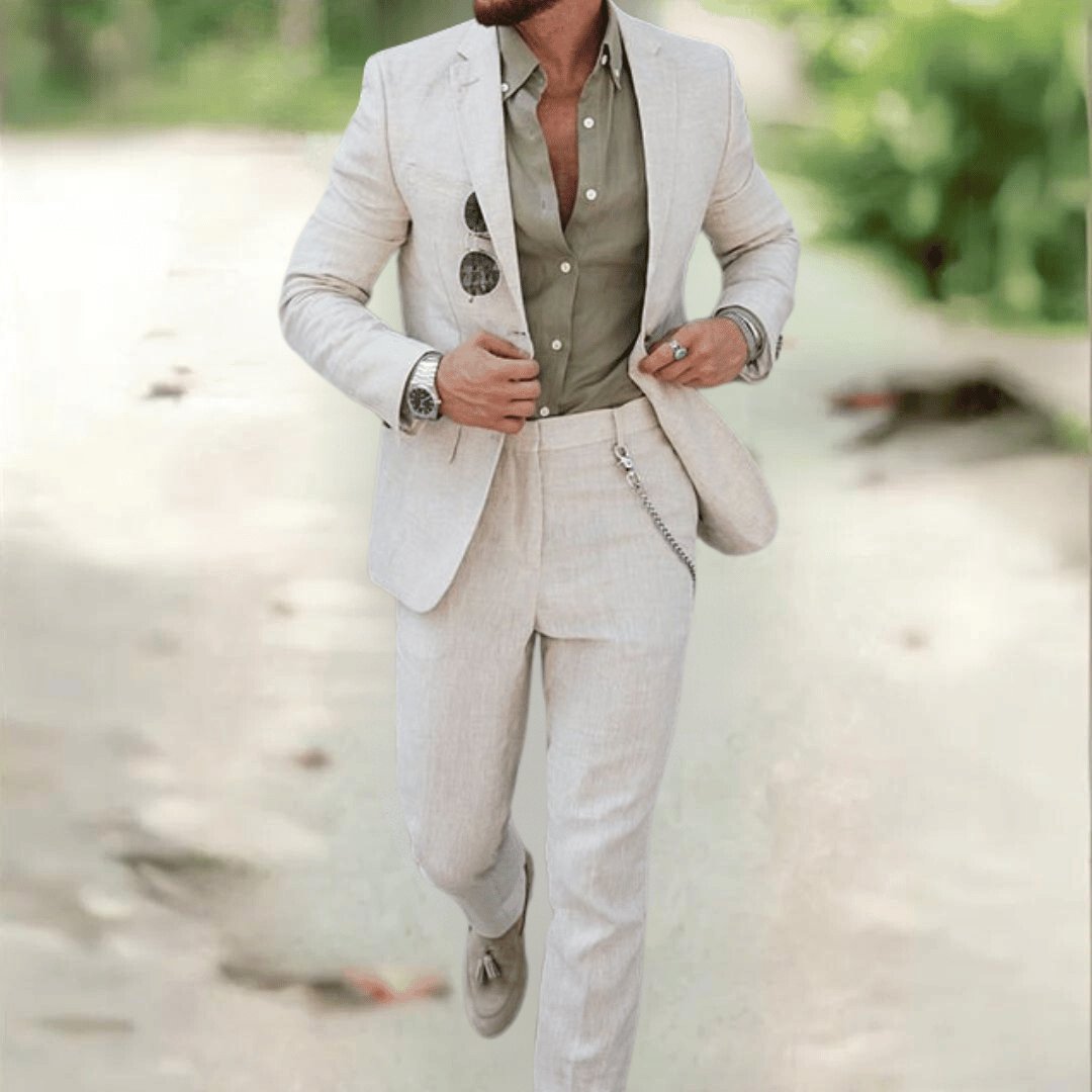 Textured Fitted Suit Set with Lapels, Single-Breasted Closure, Padding, and Ribbing