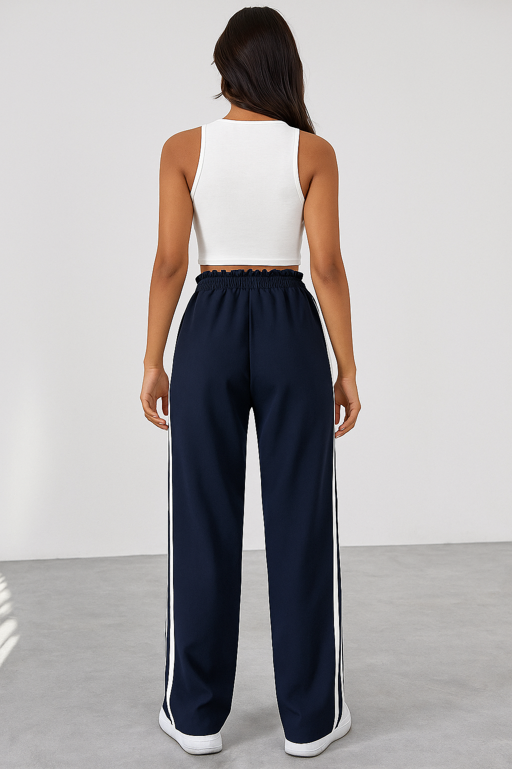Drawstring Pants with Side Stripes