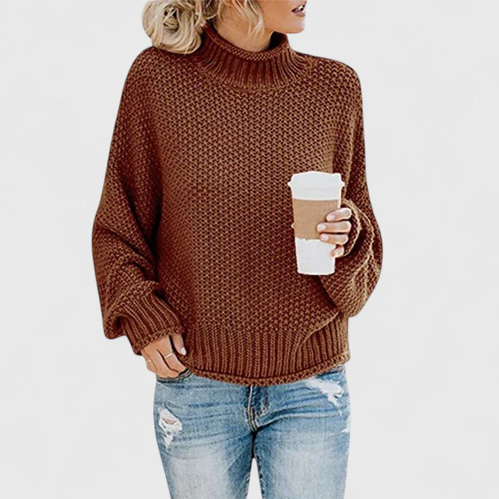 Oversize Sweter z Golfem i Długim Rękawem dla Kobiet