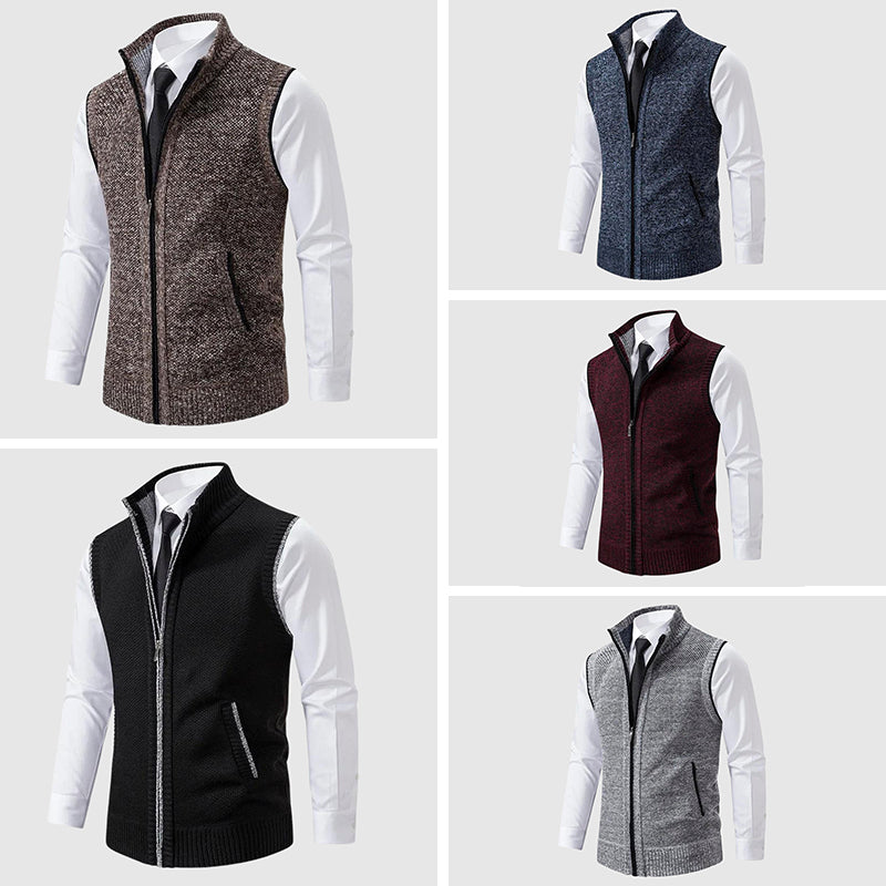 Zip-Up Sweater Vest with Side Pockets