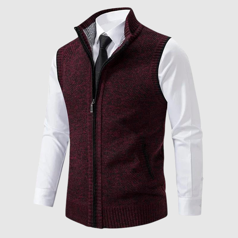 Zip-Up Sweater Vest with Side Pockets