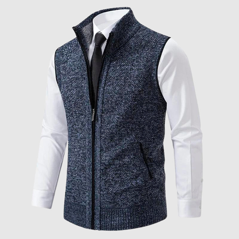 Zip-Up Sweater Vest with Side Pockets