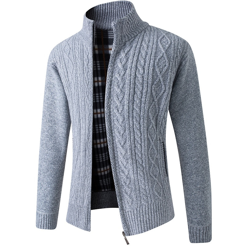 Textured collared zip-up jacket with pockets and a ribbed finish