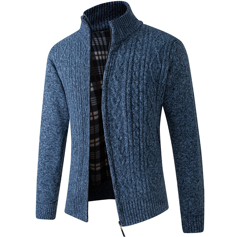 Textured collared zip-up jacket with pockets and a ribbed finish