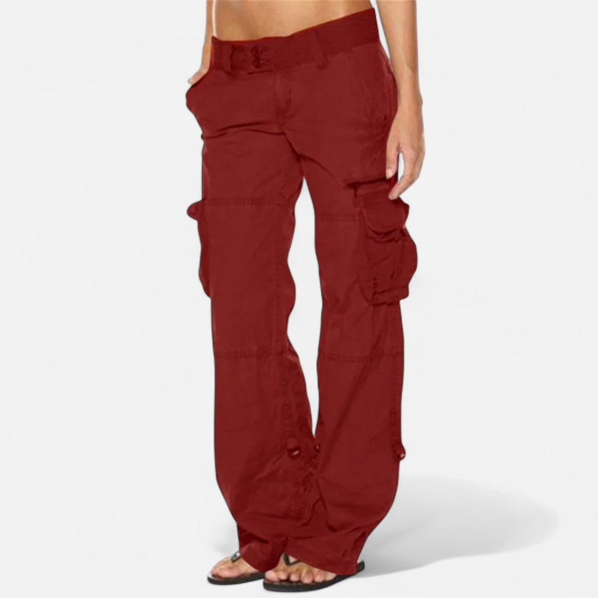 Straight Low-Rise Trousers with Pockets and a Zip