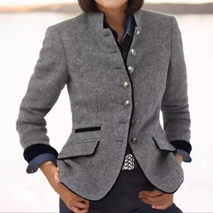 Fitted Collared Blazer with Buttons and Lapels