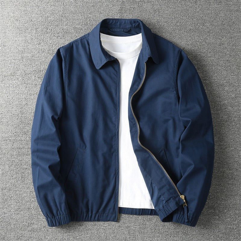 Collared Zip-Up Jacket with Pockets and Cuffs
