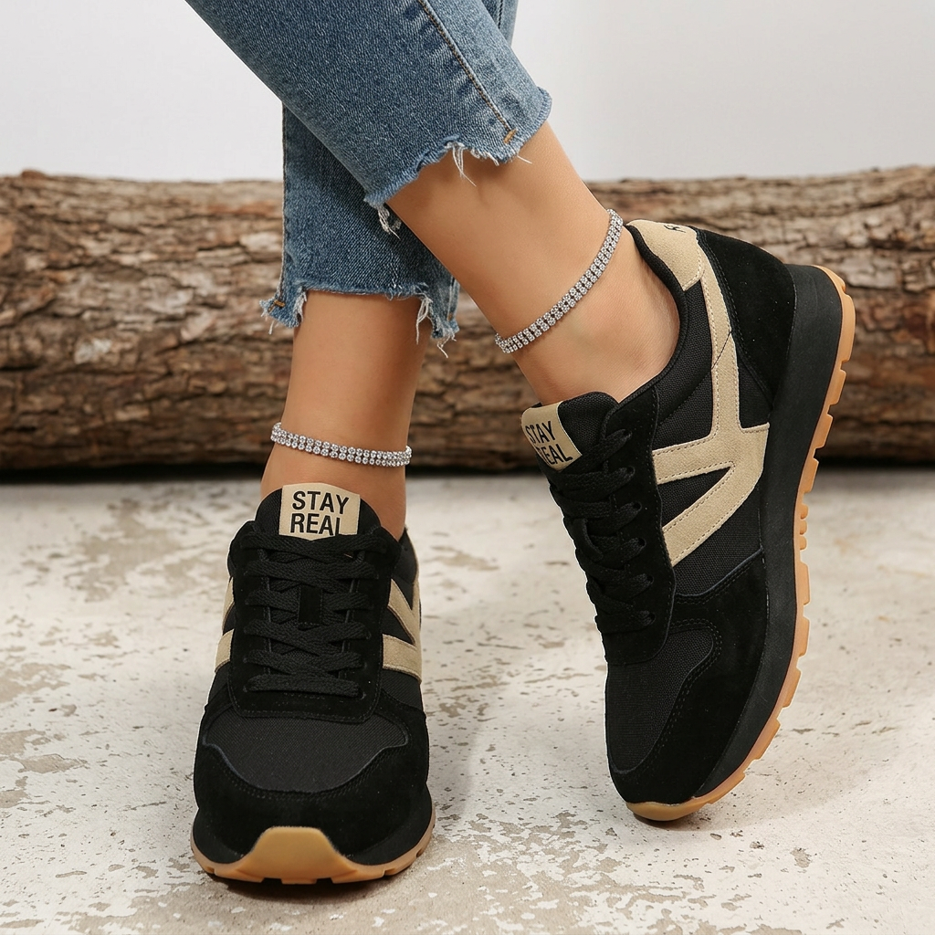 Sznurowane Sneakersy Damskie na Grubej Podeszwie w Stylu Retro