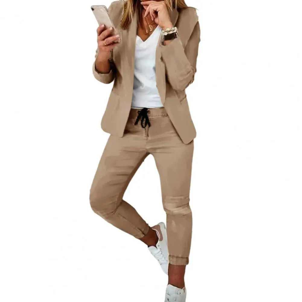 Structured Fitted Long-Sleeve Set with a Drawstring