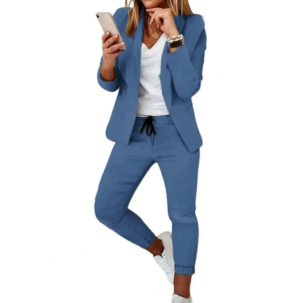 Structured Fitted Long-Sleeve Set with a Drawstring