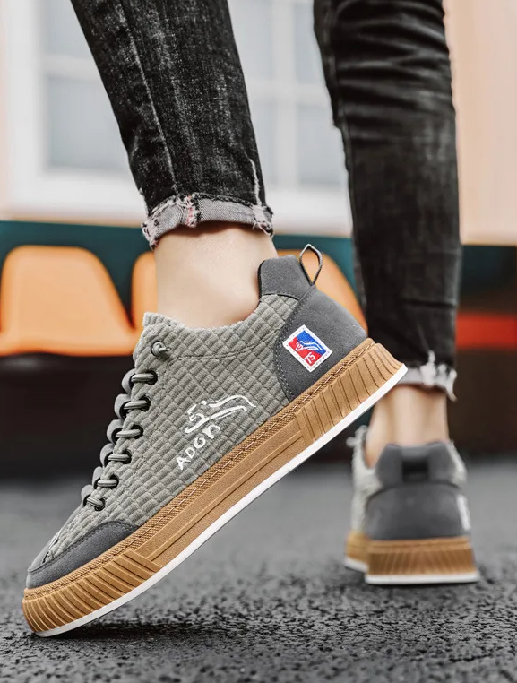 Sznurowane Sneakersy Męskie na Grubej Podeszwie
